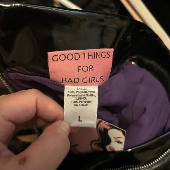 Vixen by Micheline Pitt Black Vinyl Miss Kitty Cigarette pants size L - Picture 4 of 4